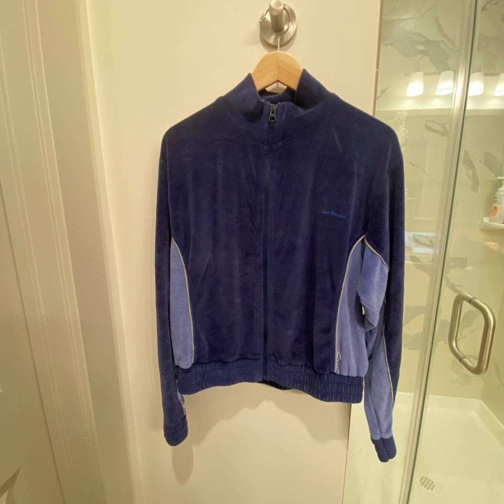 iets frans Zip Up Retro Velour Sweat Jacket